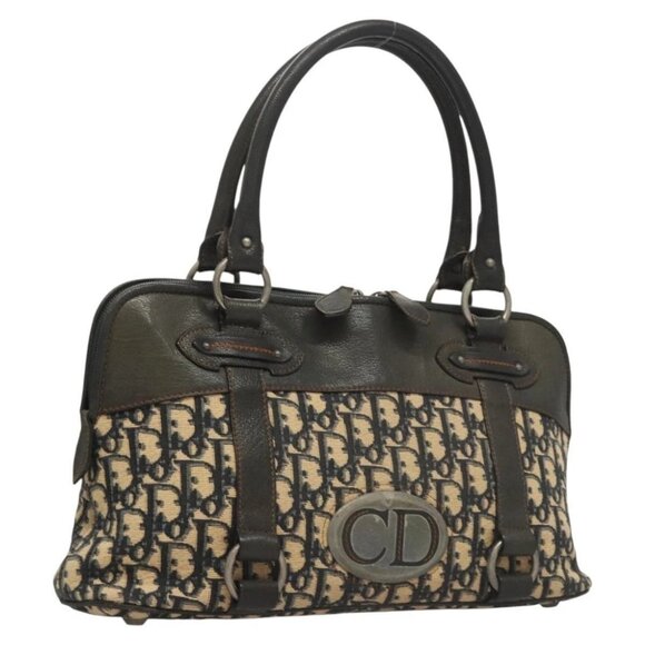 Christian Dior Trotter Canvas Hand Bag Navy Silver Auth sw686 - Picture 1 of 16